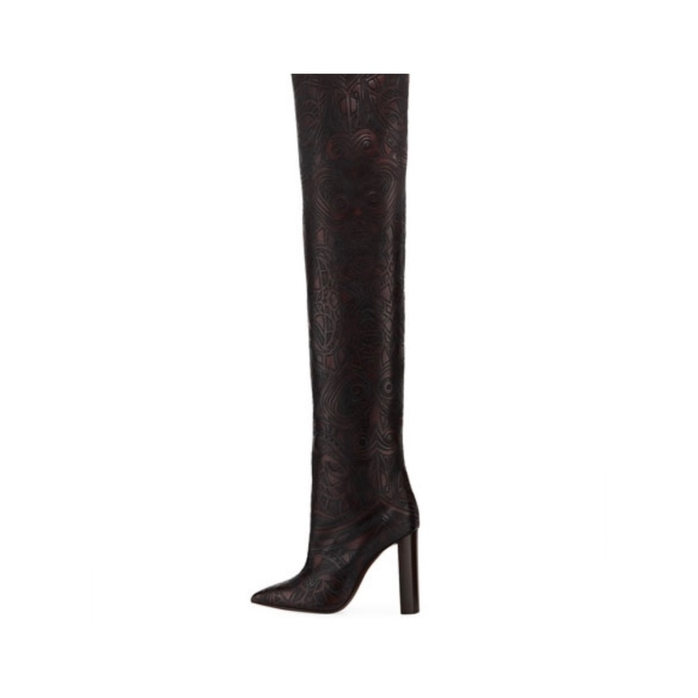 •   Saint Laurent Leather Over-The-Knee Boots